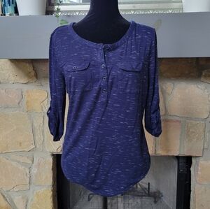 New York & Company navy knit jersey top, size M